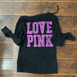 PINK by Victoria’s Secret, black and pink zip up hoodie size x-small